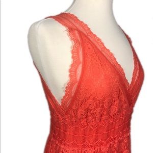 Pinky Dresses - EUC Pinky Coral Allover Lace V-neck Sundress Pinky Dresses - EUC Pinky Coral Allover Lace V-neck Sundress